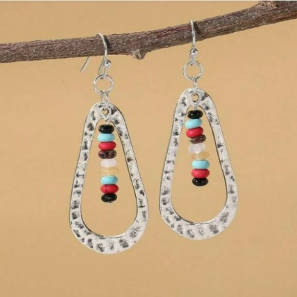 Jewelry - Hollow Water Drop Shape Dangle Silver Color Bohemian Earrings